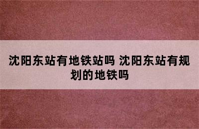 沈阳东站有地铁站吗 沈阳东站有规划的地铁吗